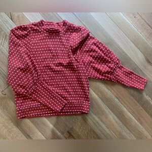 Madewell Mock Neck Puff Sleeve XS Red/Orange